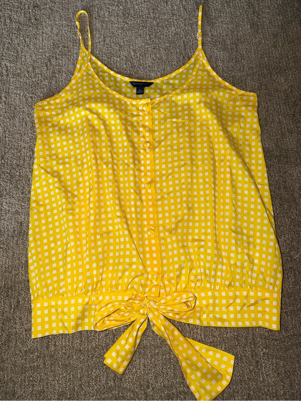 Banana Republic Yellow Gingham Tie-Front Cami